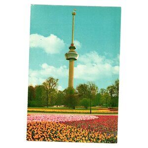 Vintage Rotterdam Euromast Space Tower Postcard Holland Tulip Fields Flower